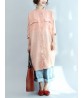 Plus Size Causal Cotton Crew Neck Half Sleeves Shirt Dress with Pockets