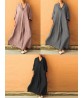Plus Size Casual V-neck Long Sleeve Solid Color Loose Maxi Dress For Women