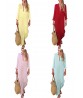 Plus Size Casual Deep V-neck Long Sleeve Pockets Maxi Dress For Women