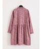 Plus Size CartoonLeafPrint Drawstring Long Sleeve Cotton Dress