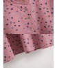 Plus Size CartoonLeafPrint Drawstring Long Sleeve Cotton Dress