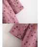 Plus Size CartoonLeafPrint Drawstring Long Sleeve Cotton Dress