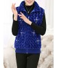 Vintage Women Flower Stand Collar Thick Warm Vest Zipper Coat