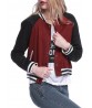 Fashion Women Contrast Color Patchwork Long Sleeve Baseball Jacket Coat