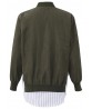 Fake Two Piece Patchwork Long Sleeve Army Green Women Bomber Jacket