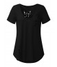 Sexy Women Ripped Holes Deep V-neck Pure Color Short Sleeve T-shirts