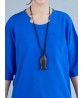 Vintage Women Half Sleeve Solid Color Loose Pocket T-shirts