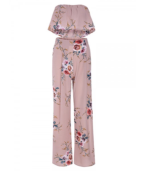 Sexy Women Floral Printed Strapless Crop ...