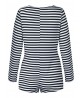 Sexy Stripe Hollow V-neck Long Sleeve Bodycon Jumpsuit For Women