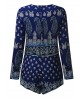 Bohemian Women Long Sleeve Deep V-neck Floral Printed Jumpsuits