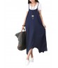 Loose Women Strap Button Two Ways Cotton Linen Dress Jumpsuit