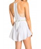 Summer Women Halter Lace Crochet Stitching Backless Jumpsuit