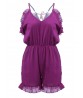 Women Sexy Off Shoulder Strap Backless Ruffle Beach Mini Jumpsuit