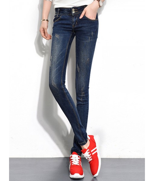 Dark Blue Women High Waist Elastic ...