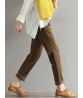 Casual Solid Color Elastic Waist Corduroy Pants for Women