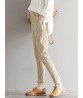 Casual Solid Color Elastic Waist Corduroy Pants for Women