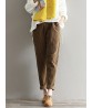 Casual Solid Color Elastic Waist Corduroy Pants for Women