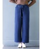 Casual Women Thicken Stripe Drawstring Waist Wide Leg Pants